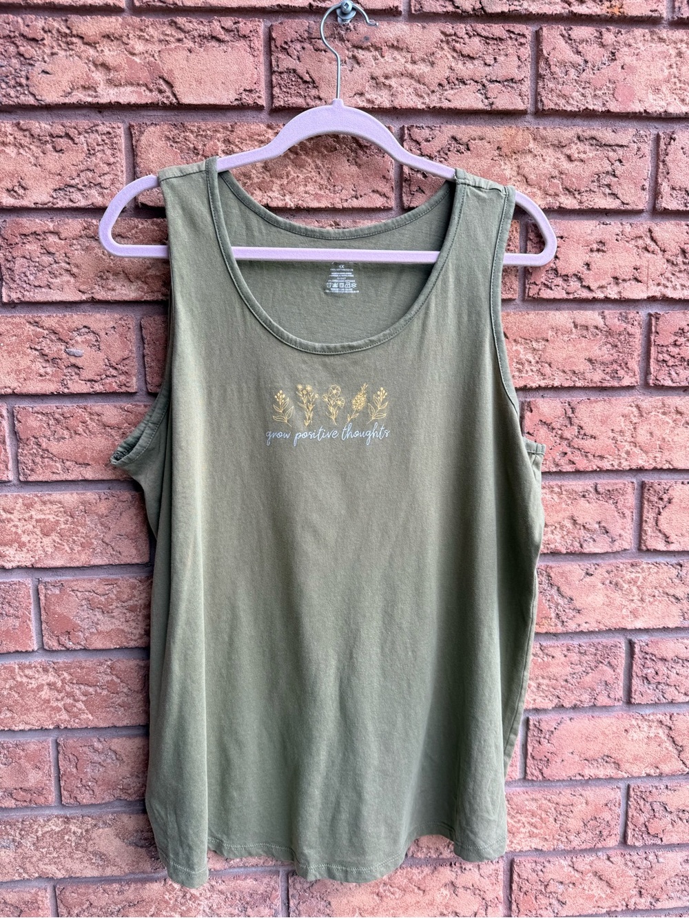 4/$25 • Mystyle “Grow Positive Thoughts” Cotton Scoopneck Tank‎